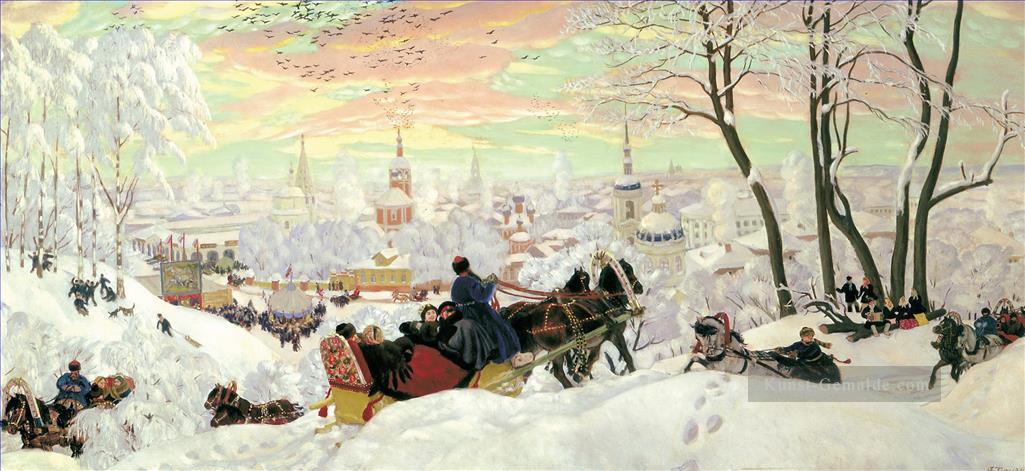 Ankunft für Shrovetide 1916 Boris Mikhailovich Kustodiev Kinder Kinder Impressionismus Ölgemälde